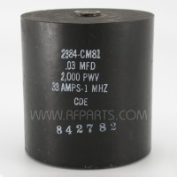 2384-CM81 Cornell Dubilier High Voltage Cylindrical Capacitor .03mfd 2kv 33 Amps @ 1 MHz (NOS)