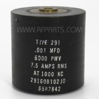29160B102J0 Sangamo High Voltage Cylindrical Capacitor .001mfd  6kv 7.5 @ 1000KC (NOS)