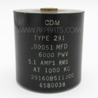 29160B511J00 Cornell Dubilier High Voltage Cylindrical Capacitor .00051mfd 6kv 5.1 Amps @ 1000KC (NOS)