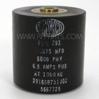 29160B751J02 Sangamo High Voltage Cylindrical Capacitor .00075mfd 6kv  6.8 Amps @ 1000KC (NOS)