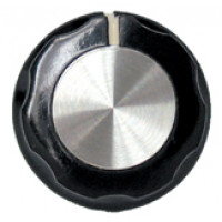 TSA90-3WL-1 Raytheon Black Tuning Knob with Skirt and Chrome Cap with White Pointer (NOS)