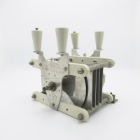 CX62C-1 Barker & Williamson H.D. Variable Capacitor, Butterfly, 20-65pf 9kv 0.22" gap 8 plates w/adjusters and Ceramic standoffs (Pull)