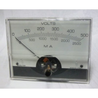 PMV500 Modutec 500 DC Volts Panel Meter with 2500 Milliamp Scale (NOS)