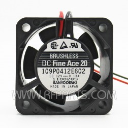 109P0412 Sanyo Denki DC "Fine Ace 20" Brushless Axial Fan 12vdc 0.13amp