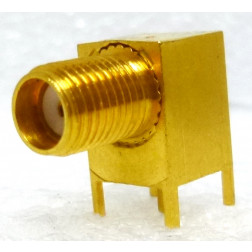 142-0299-001 SMA Female Right Angle PC Mount Connector, Gold, EF Johnson