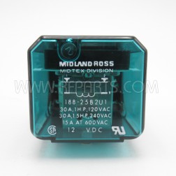 188-25B2U1 Midland Ross SPST 12vdc 30a Relay (NOS)