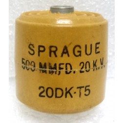 20DK-T5 Sprague Doorknob Capacitor 500pf 20kv 20% Includes Hardware (Pull)