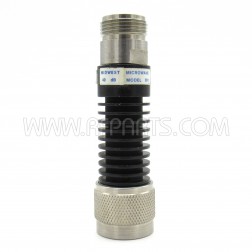 391-40 Midwest Microwave 40dB 5w DC-12GHz Type-N Fixed Attenuator (Pull)