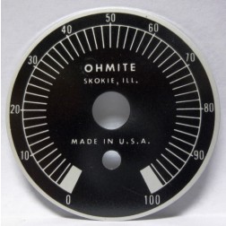 Ohmite Dial Face for Wirewound Rheostat 0-100 (NOS)