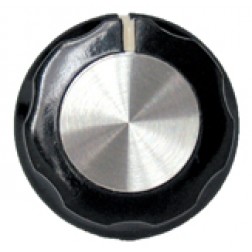 TSA90-3WL-1 Raytheon Black Tuning Knob with Skirt and Chrome Cap with White Pointer (NOS)