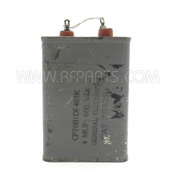 22F5G5 General Electric CP70B1DF405K OIl-Filled Capacitor 4 mfd 600vdc (Pull)
