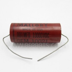 GEM-10021 Mallory .001 MFD 10,000 VDC Axial Lead Capacitor (NOS)