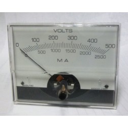 PMV500 Modutec 500 DC Volts Panel Meter with 2500 Milliamp Scale (NOS)