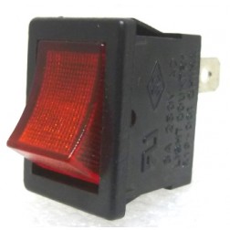 R19-001 Rocker Switch, SPST, 6a 250vac, Red Illuminated
