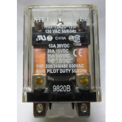 R55-11A20-120F NTE Electronics DPDT Coil Relay 20a 15vdc 120vac