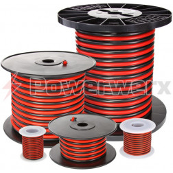 RB16-25 Powerwerx Red/Black 2 Conductor Stranded Hook Up Wire 25 foot 16 awg