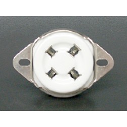 SK4F Greenstone 4 Pin Ceramic Tube Socket with 2 Hole Mounting Flange