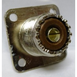 SO239 UHF Female 4 Hole Chassis Mouint Connector, Nickel / Bakelite, Amphenol (Old Version)