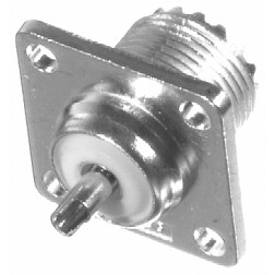 83-798 / SO239A Amphenol UHF Female 4 Hole Silver Flange Chassis Mount Connector