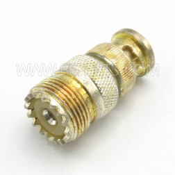 UG255/U Amphenol UHF Female (SO239) to BNC Male Between Series Adapter Silver Plated (NOS)
